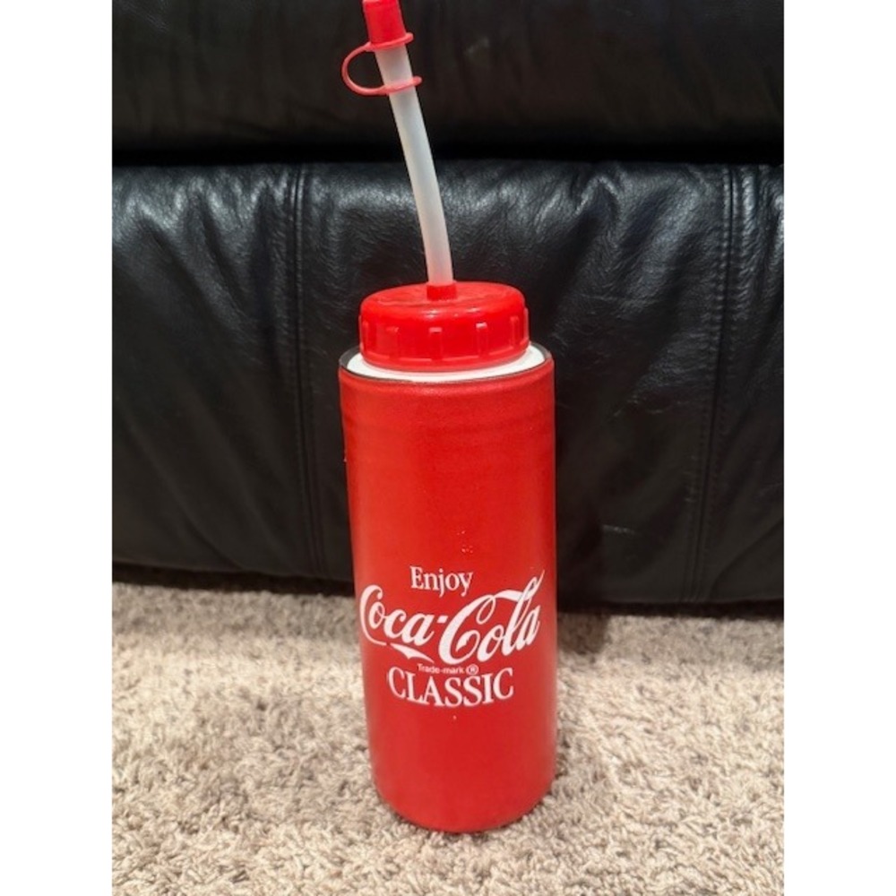 Vintage Coca Cola Classic Red Tumbler Cup‎ With Straw Harmony Containers